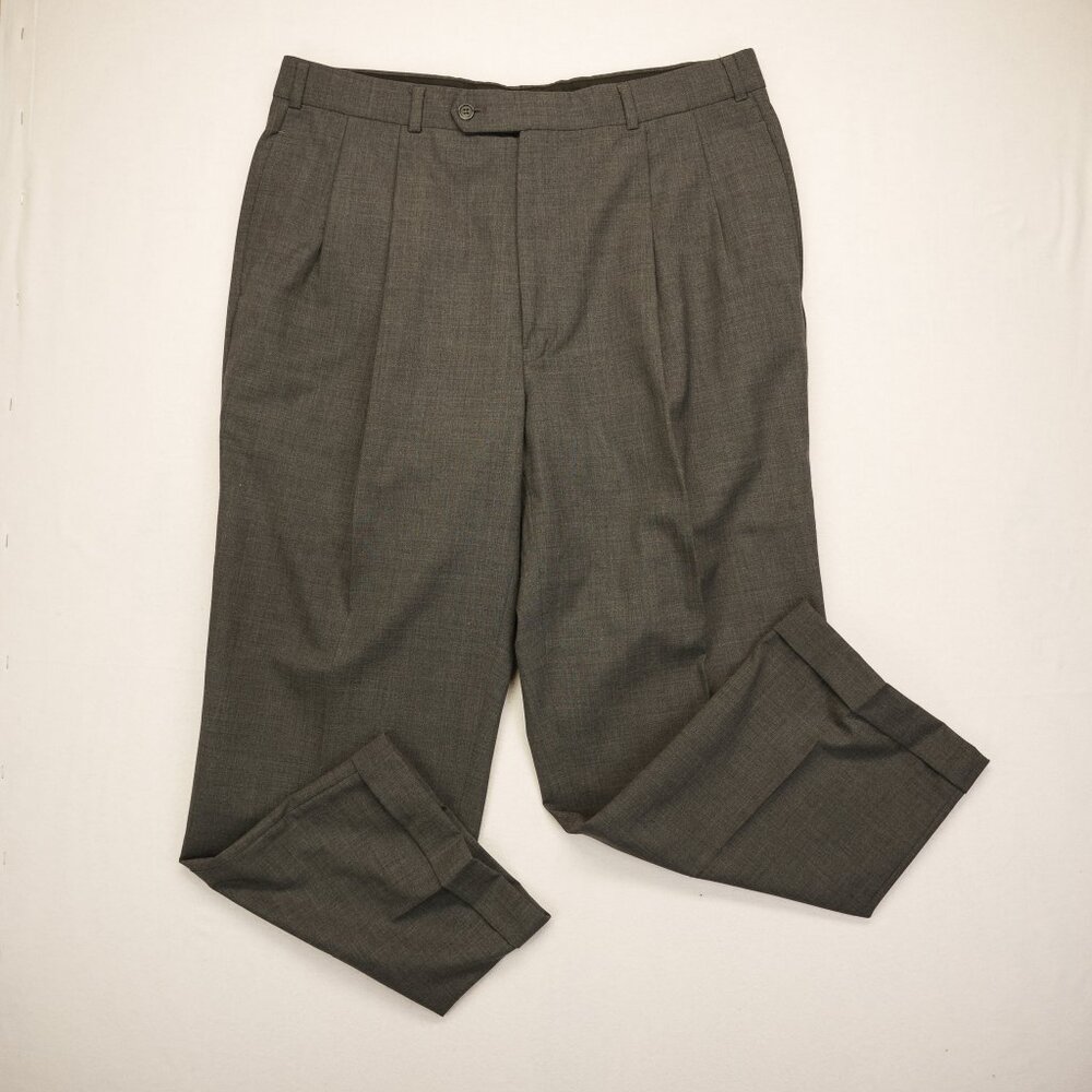 Brooks Brothers Pants Mens 36R Inseam 28 Gray Brooksease Pleated 100%‎ Wool
